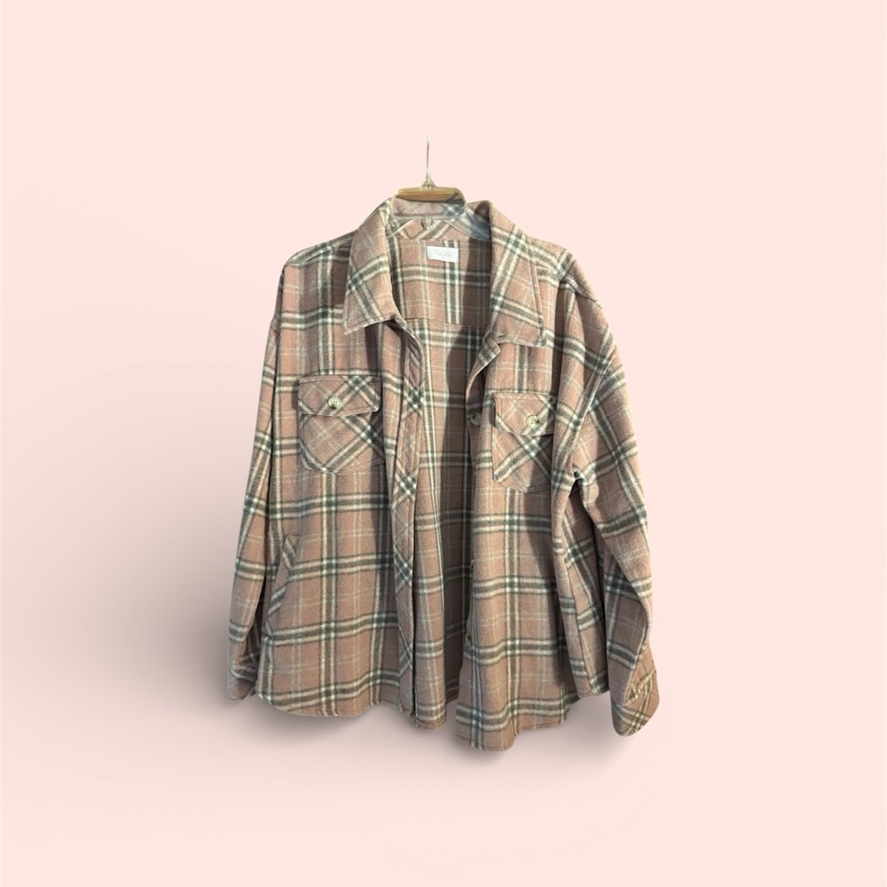 Pink Lily Pink and Gray Plaid Shirt